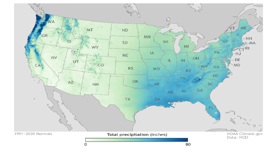 med precip in USA