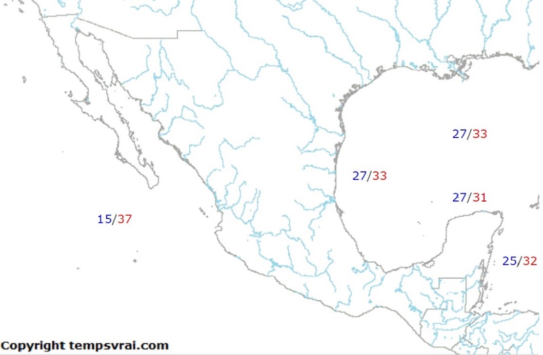 Media temperaturii in apa marii Mexic